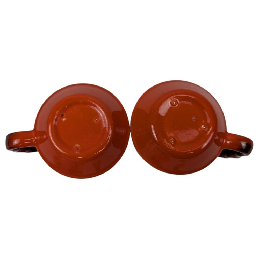 Set of 2 Metlox Poppytrail Red Rooster Small Mug 1960's Retro, Scalloped Handles - Picture 7 of 11